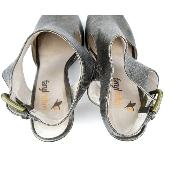 Farylrobin Womens Metallic Peep Toe Block Heels W/ Buckle Closure Size 8 - Picture 6 of 15